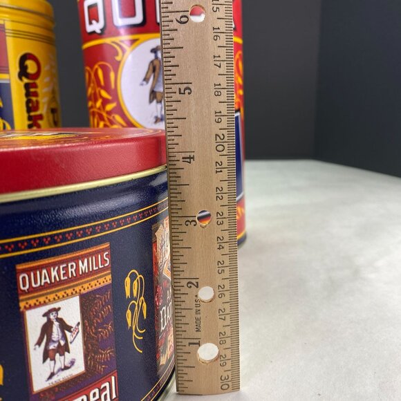 Vintage 80s 90s Quaker Oats Metal Tins Canisters Lot of 3 - Picture 9 of 10